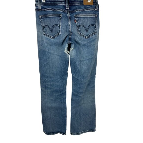 Levis Womens 529 Curvy Bootcut Jeans W27 L30 Medium Wash Distressed Denim - Picture 2 of 10